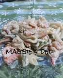 Pasta en crema de jalapeño y camarones