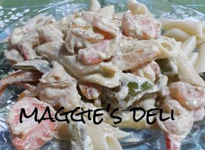 Una foto de Pasta en crema de jalapeño y camarones
