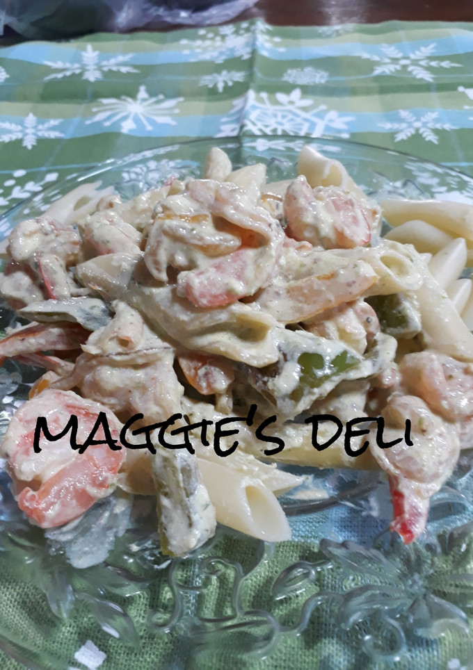 Una foto de Pasta en crema de jalapeño y camarones