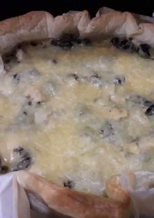 Una foto de Quiche de espinacas y pollo