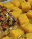 Pollo relleno de verduras