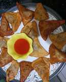 Atta besan samosa filling with brinjal fry
