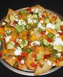 Nachos with goat cheese and avocado