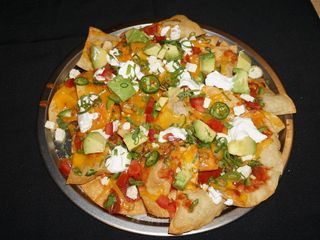 Nachos with goat cheese and avocado