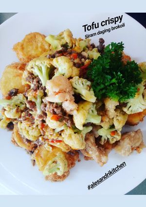 Foto resep Tofu crispy siram daging brokoli