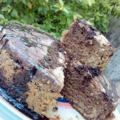A picture of Coffee & chocolate cake with coffee & chocolate sugar syrup.