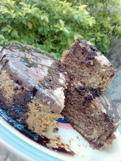 A picture of Coffee & chocolate cake with coffee & chocolate sugar syrup.