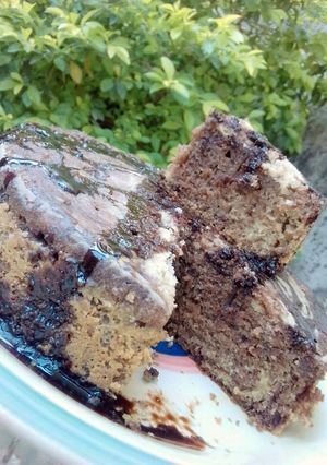 A picture of Coffee & chocolate cake with coffee & chocolate sugar syrup.