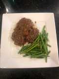 Smothered chicken or pork chops (shown with pork chops) Amethyst spin