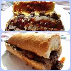 A picture of My Garlic Roast Beef Baguette.😘.