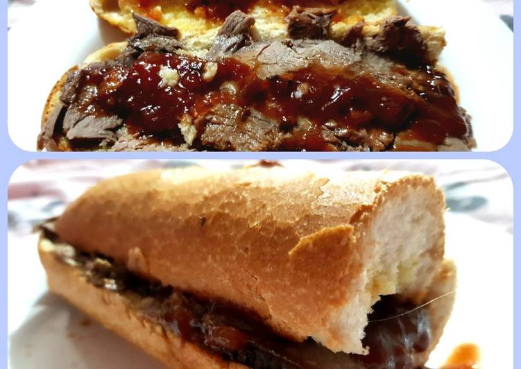 Steps to Make Homemade My Garlic Roast Beef Baguette.😘