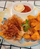 Bí đỏ và nấm kim châm chiên giòn