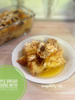 Foto resep Apple Bread Puding with Caramel Sauce