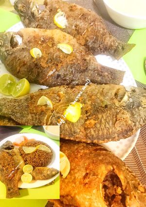 صورة لوصفة سمك بلطي مقلي مقرمش أوي وأرز صيادية