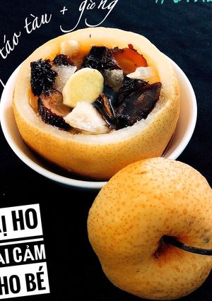 Hình của món Lê hấp táo tàu+gừng giải cảm cho bé.