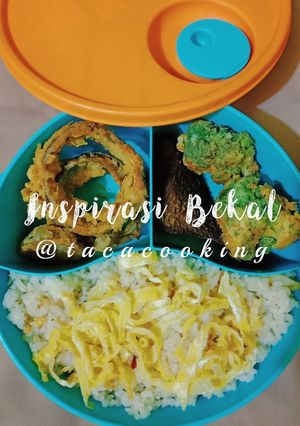 Foto resep Nasi Goreng Putih dgn Onion Ring, Ikan Goreng dan Brokoli krispy