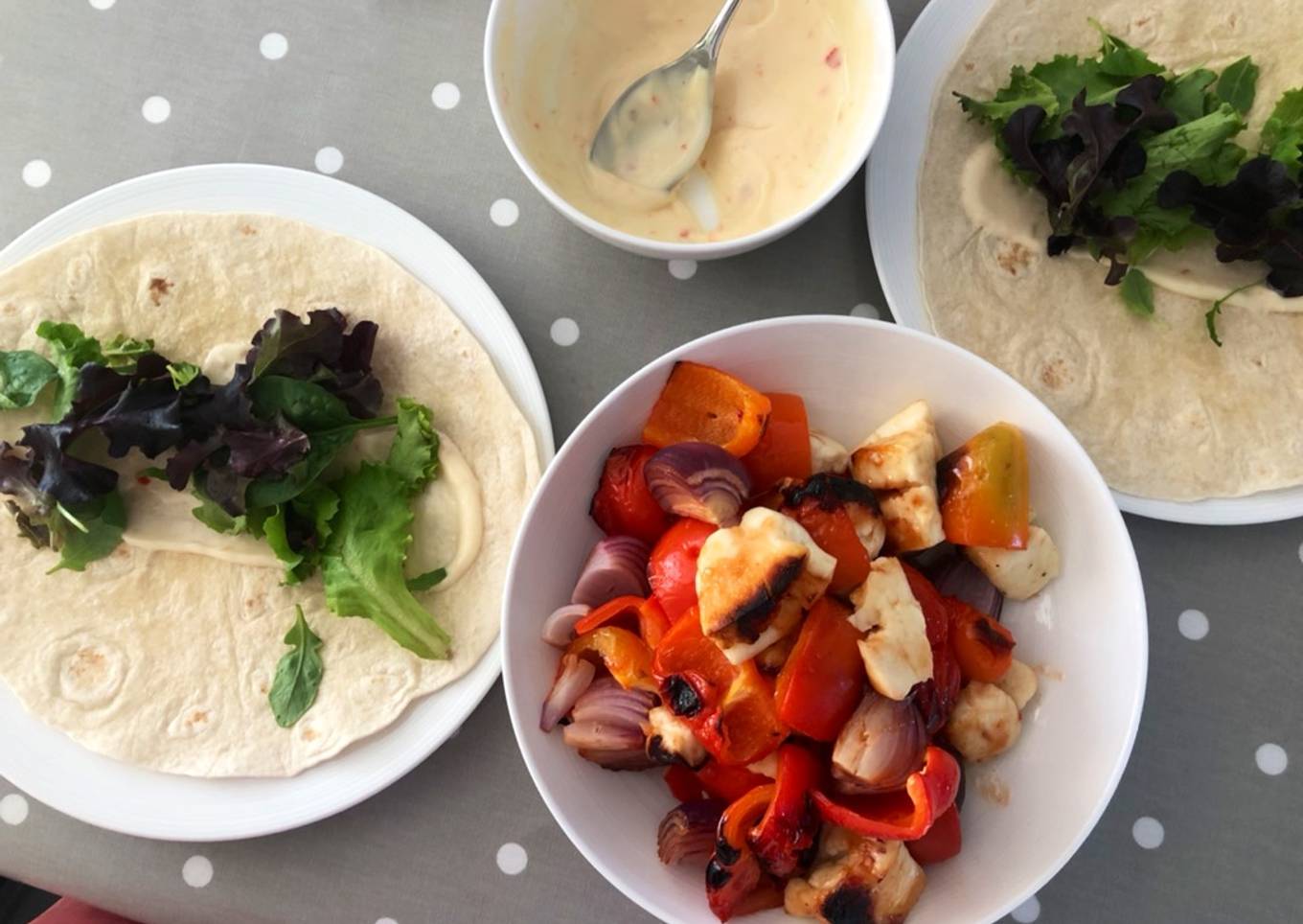 Sticky halloumi kebabs