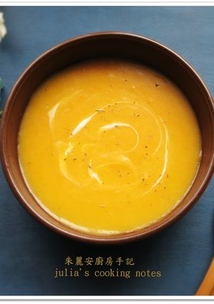 A picture of [Carrot and Potato Cream Soup] Comparable to Pumpkin Soup.