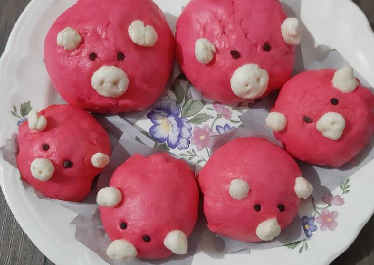 Bagaimana memasak Bapao bentuk Babi pink lucu, Lezat