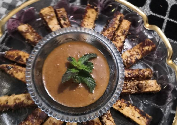 Recipe of Ultimate Paneer fingers with peanut sauce