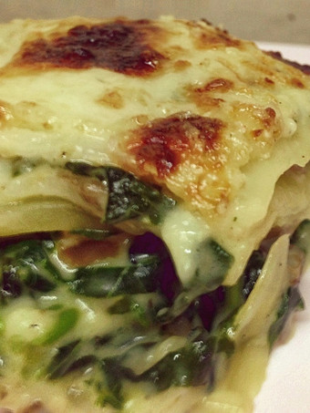 Resep Creamy Lasagna with Spinach Mushroom Gratin and Chicken Leftover Simpel