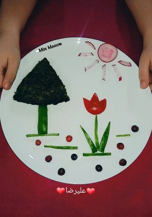 عکسی از دستور تزیین کوکو سبزی کودک به سبک علیرضا👦