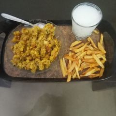 A picture of Potato khichdi French fry with buttermilk.