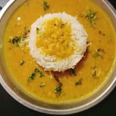 A picture of Rice and dal.