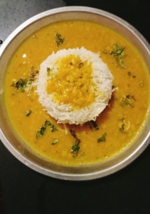 A picture of Rice and dal.