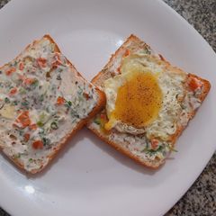 A picture of Egg Sunny Side Up Open Sandwich.