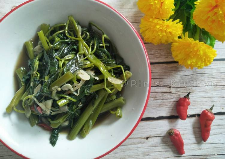 Recipe of Yummy Tumis Kangkung (Sauteed Water Spinach)