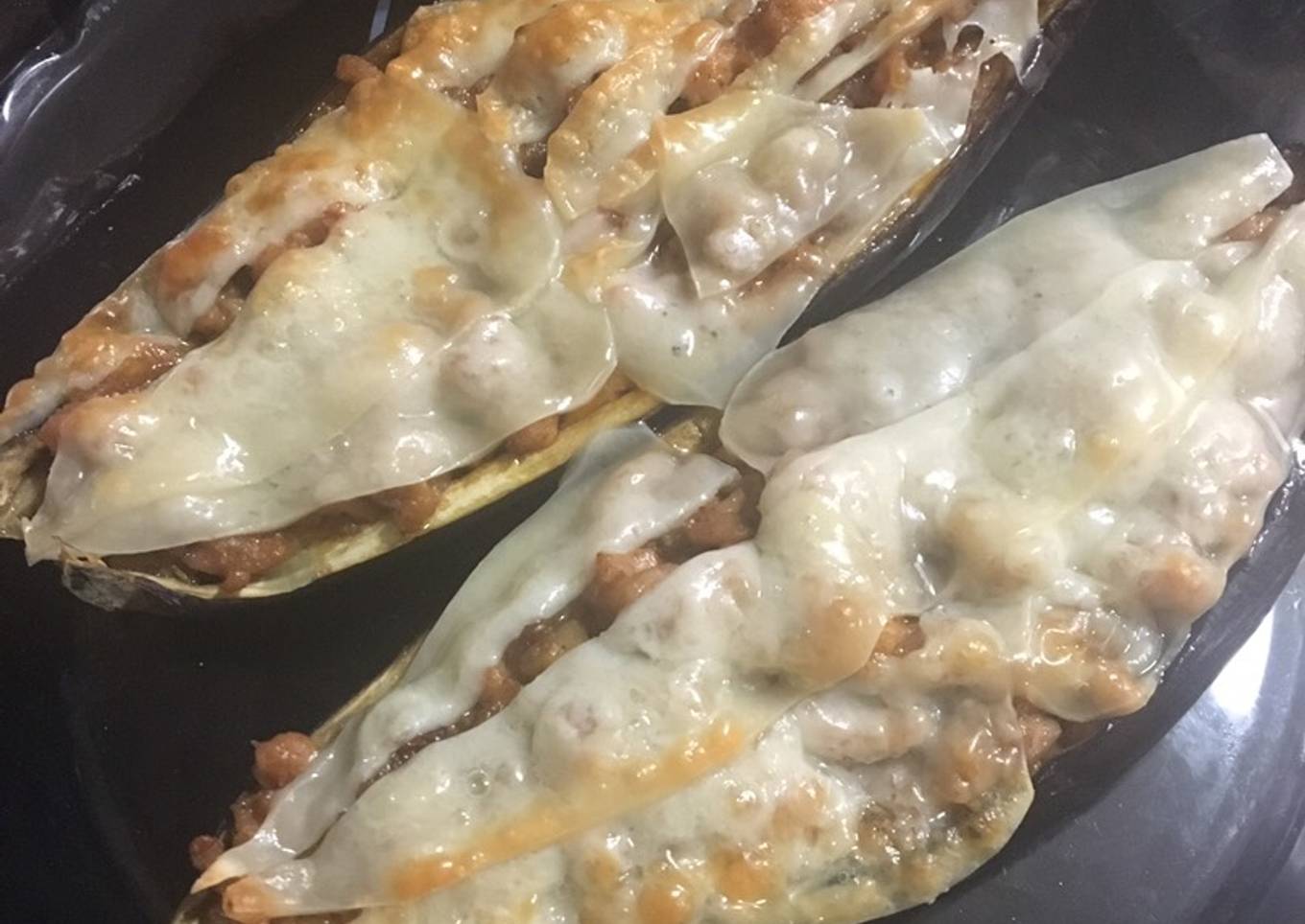 Berenjenas rellenas de carne picada (pollo)