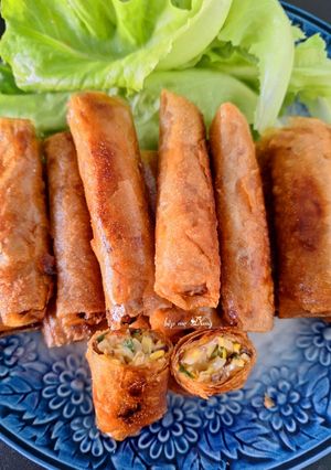 A picture of Vegetarian Corn Spring Rolls (Chả giò bắp chay).