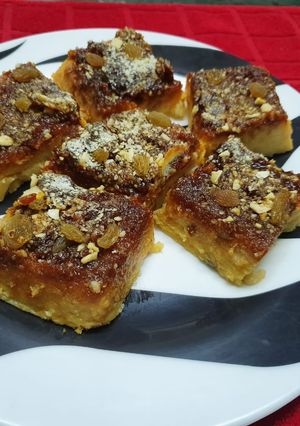 A picture of Raisin and Caramel Bread Pudding.