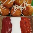 Potato cheese ball w/ three color sauce