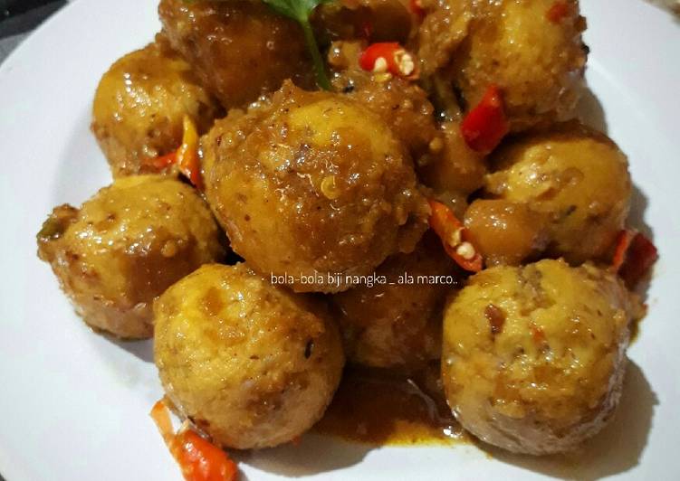 Proses memasak Bola-bola biji nangka yang Enak Banget