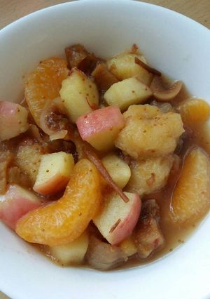 A picture of Vickys Warming Winter Fruit Salad, GF DF EF SF NF.