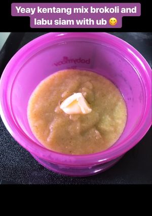 Foto resep Mpasi 6month kentang mix brokoli and labu siam with ub 😋