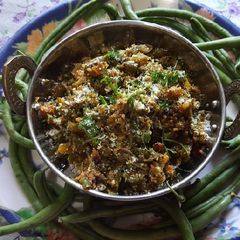 A picture of French beens with peanuts crushed bhaji.
