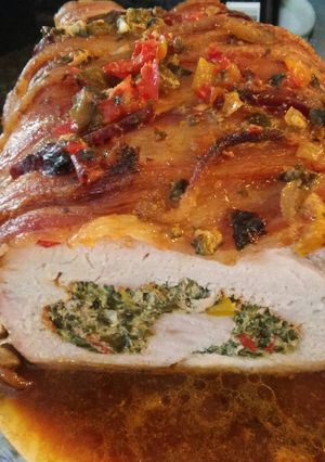 A picture of Sunhine's bacon wrapped porkloin.