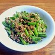 Tumis buncis daging sapi giling, tinggal criing