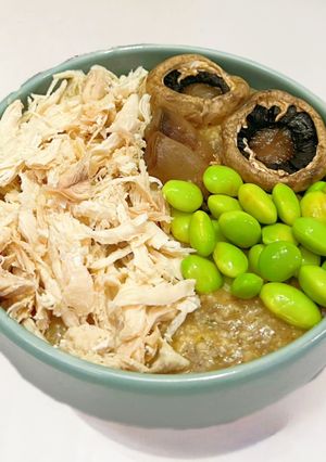 Foto resep Sarapan Diet : Bubur Ayam Chia Seed Oatmeal (196 kkal)