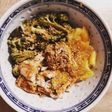 Bowl poulet, beurre de cacahuète, brocoli et mangue