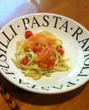 Tallarines con salmón