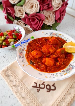 عکسی از دستور 🌺کوفته مرغ با سس بادمجان