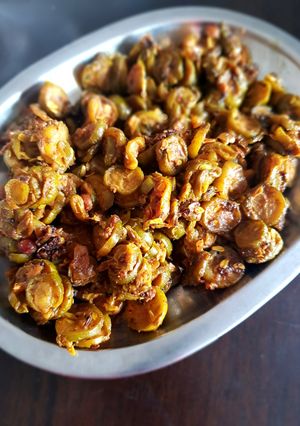 A picture of Ivygourd/Tindoora/ Kovakkai stir fry.