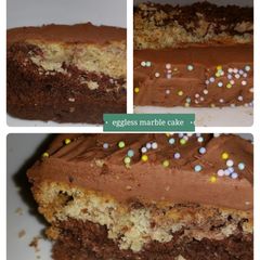 A picture of Eggless Marble cake.