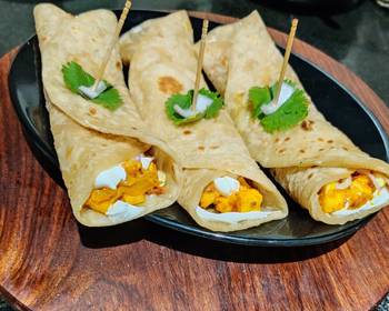 Fresh, Serving Recipe Paneer roll Home Style