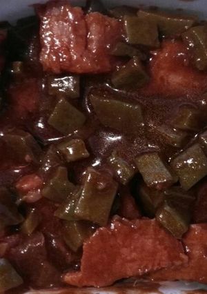 Una foto de Chuleta en Chile pasilla con nopales 🌶🍴🌶