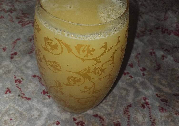 Steps to Make Super Quick Homemade Paineapple orange and mint leave juice